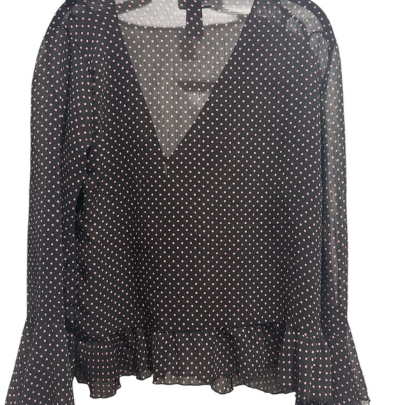 Studio 1940 Black and Pink Polka Dot Blouse - Picture 3 of 6